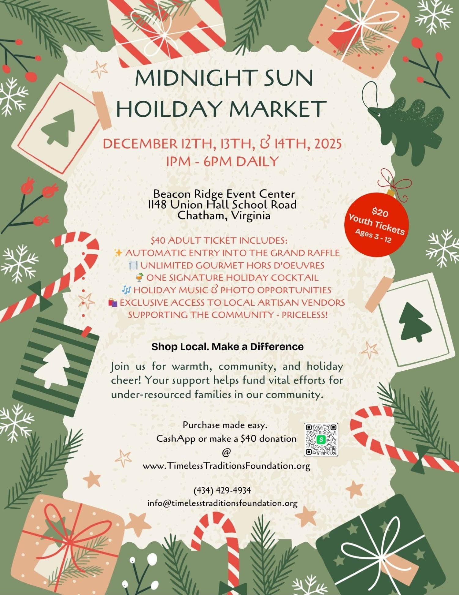 Midnight Sun Fundraiser flyer with event and ticket details